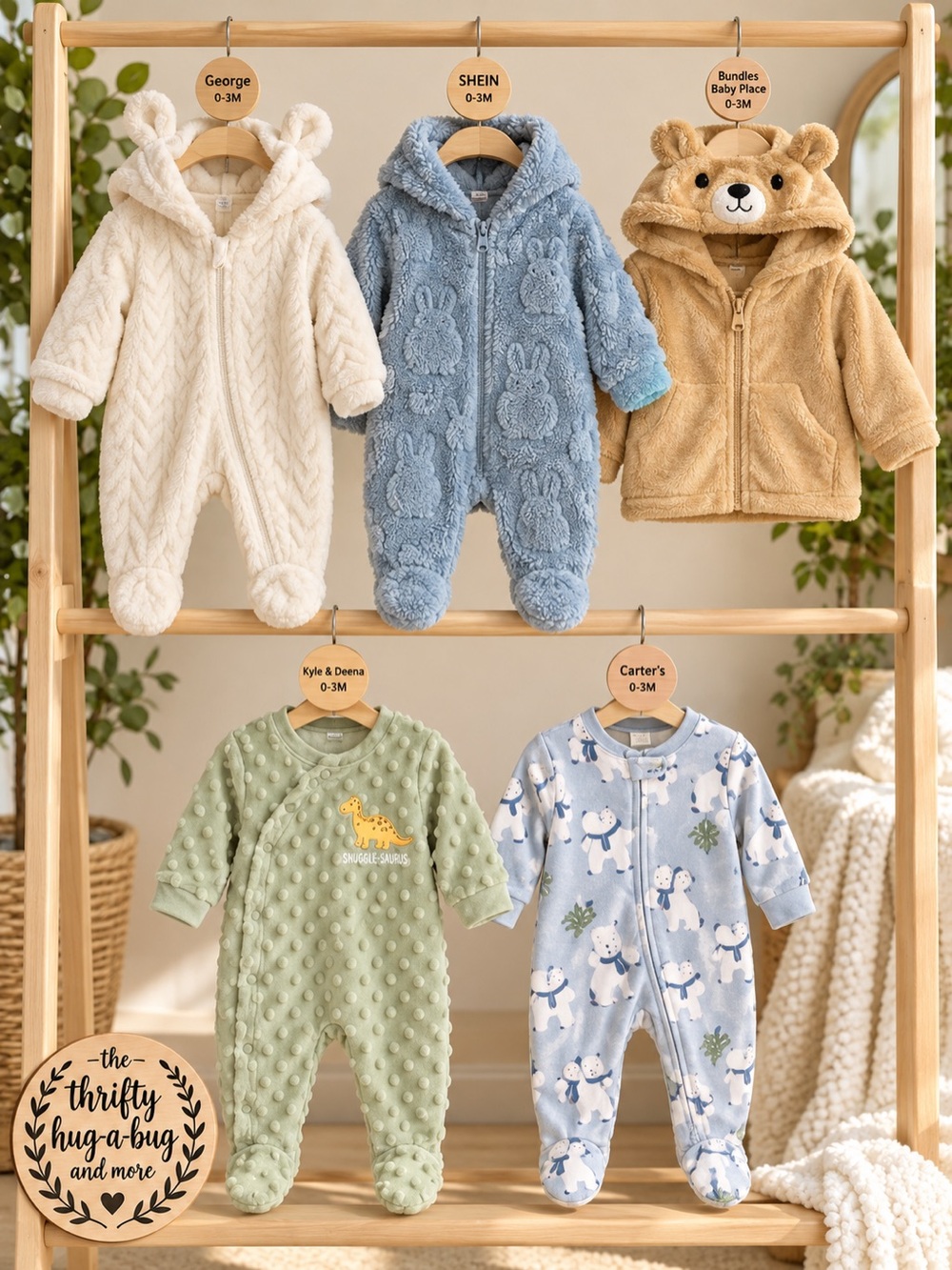 Baby 0–3M 5-Piece Cozy Bundle Hooded Sleepers Teddy Hoodie Carter’s George